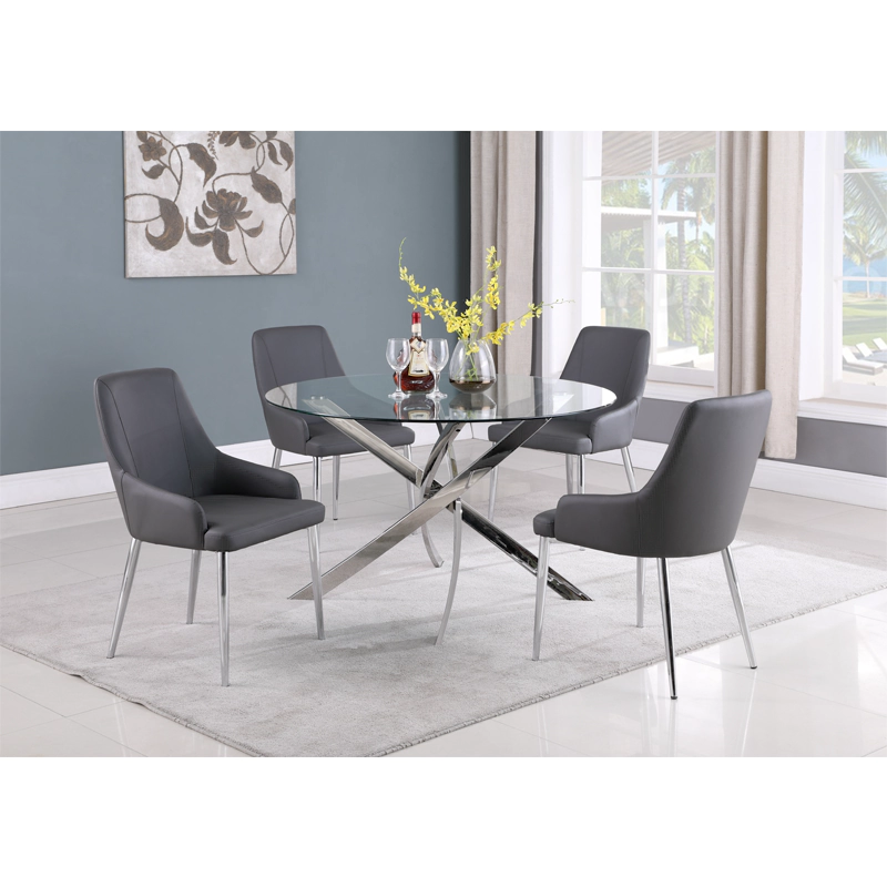 5 pc round dining set with black chair