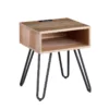Sand color natural wood end table