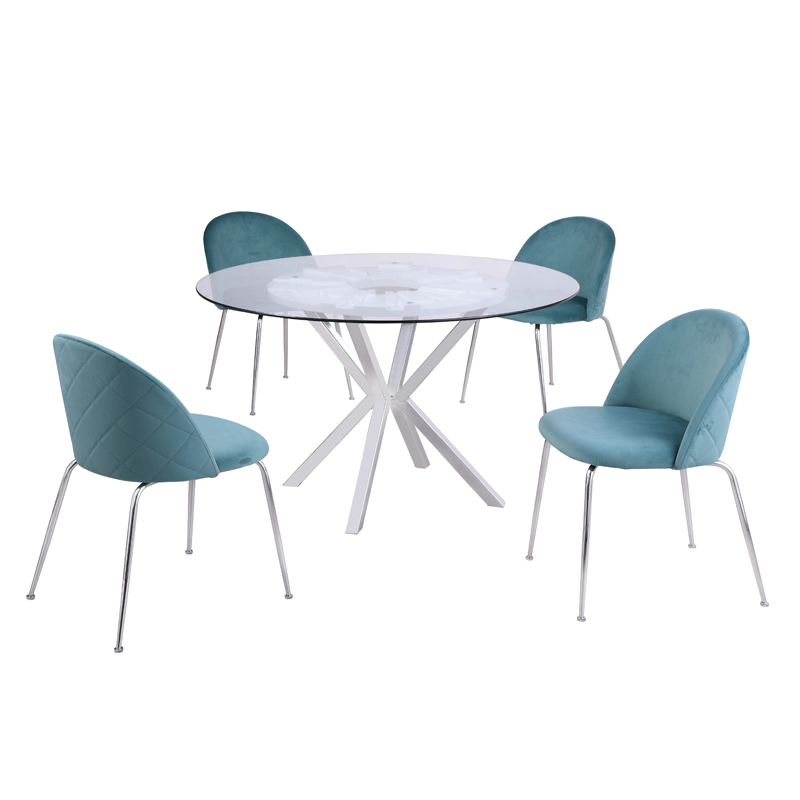 chrome dining table set for 4