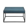 dark blue rustic square coffee table with metal frame
