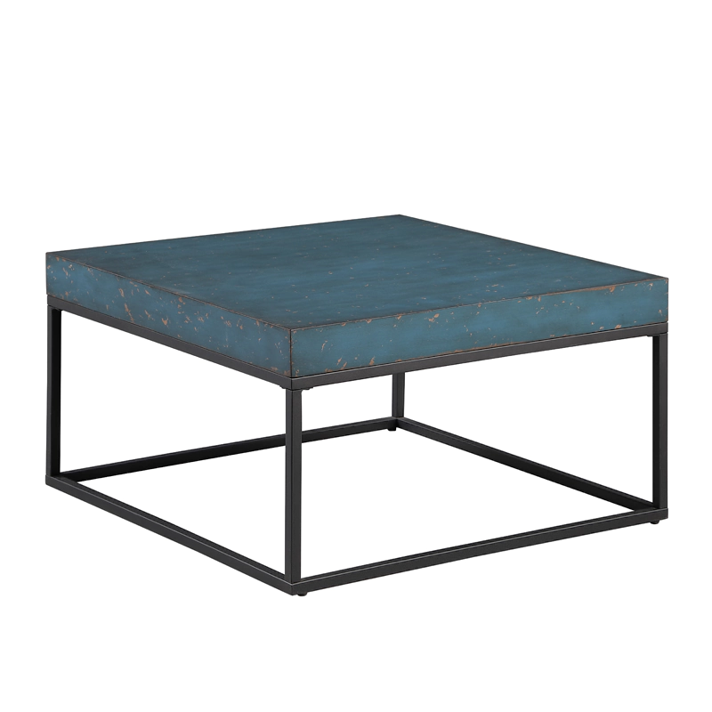 dark blue rustic square coffee table