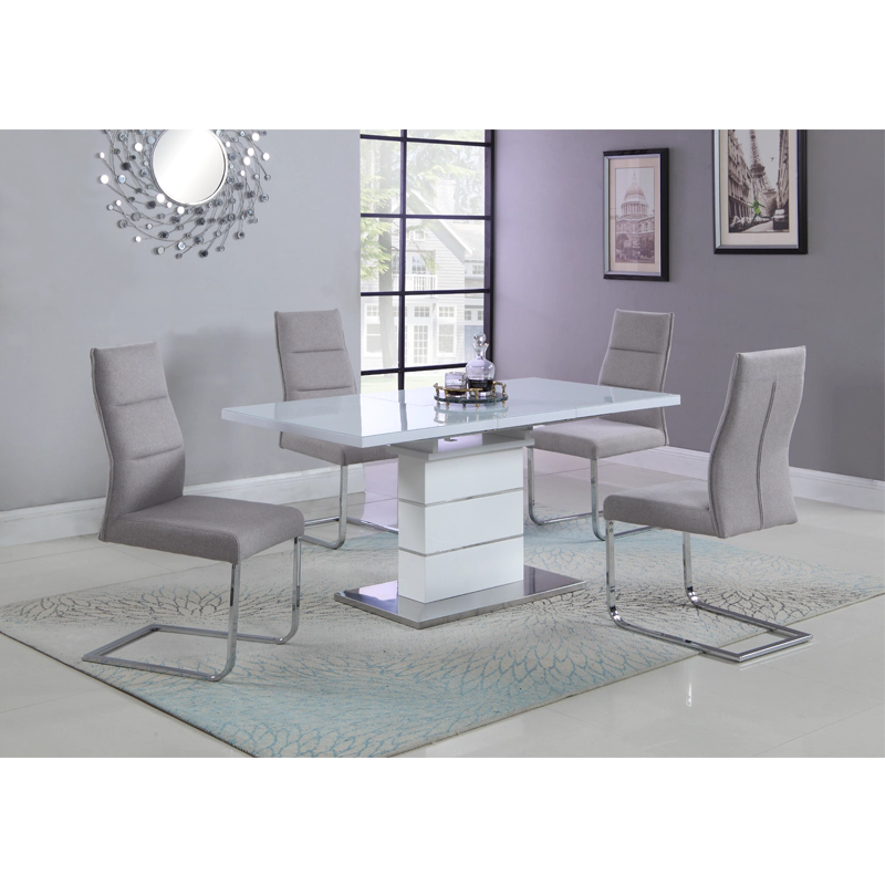 dining table with fabric chairs grey