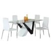 glass top wood base dining table