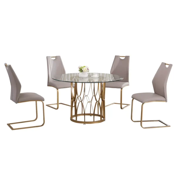 glass gold dining table set