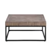 grey rustic square coffee table with metal frame
