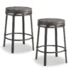 grey wooden swivel bar stools