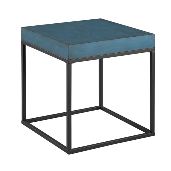 mcm side table with metal legs and wooden top
