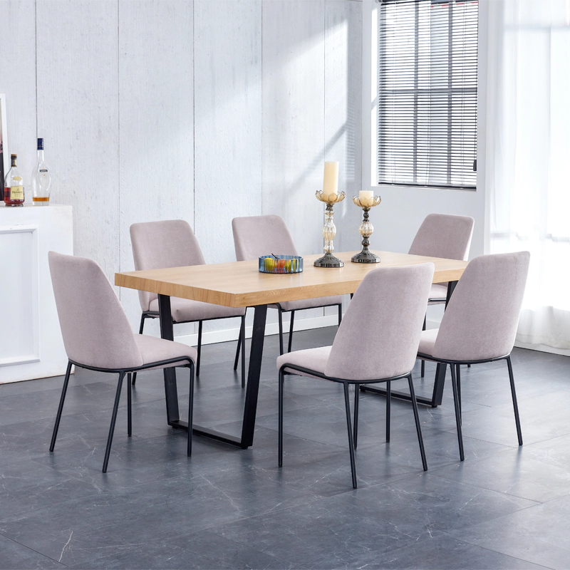 mcm thick wood and metal dining table set