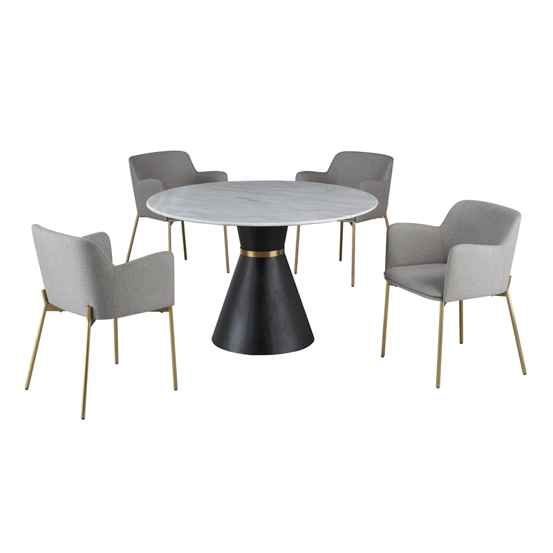 modern white round dining table set