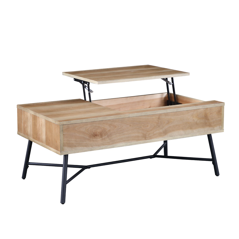 oak color rectangle coffee table with storage and lift top