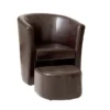 vintage leather barrel chair and ottoman