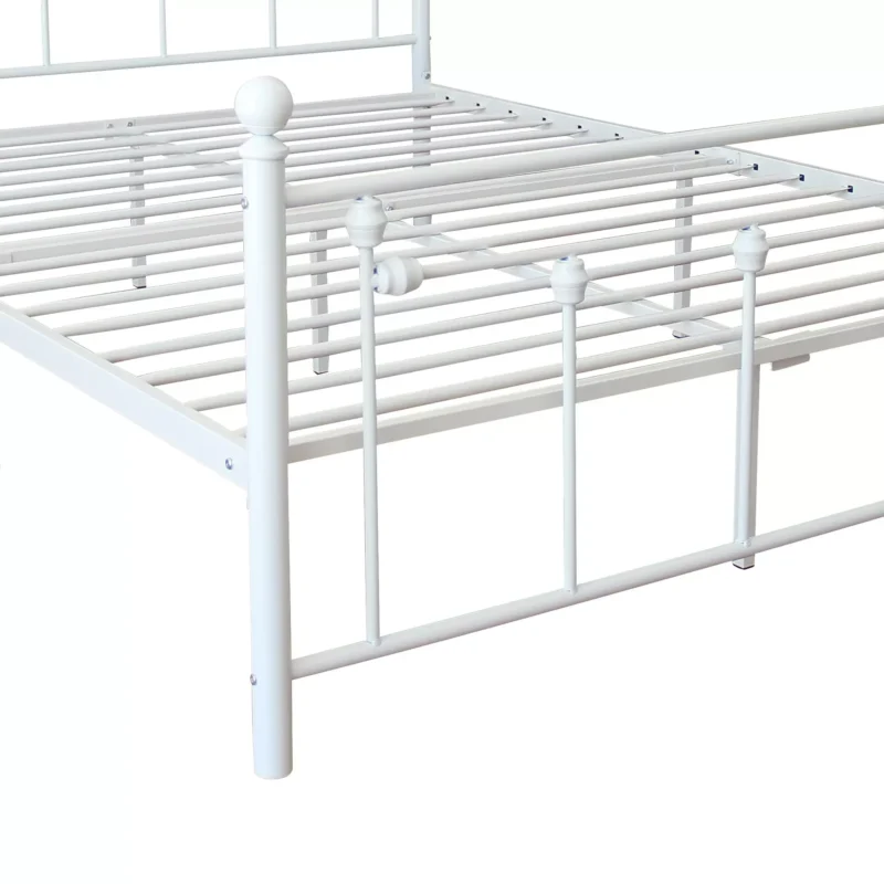 white heavy duty metal bed frame