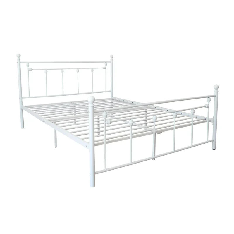 white queen size heavy duty metal bed frame