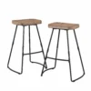Wooden Seat Industrial Bar Stool No Back